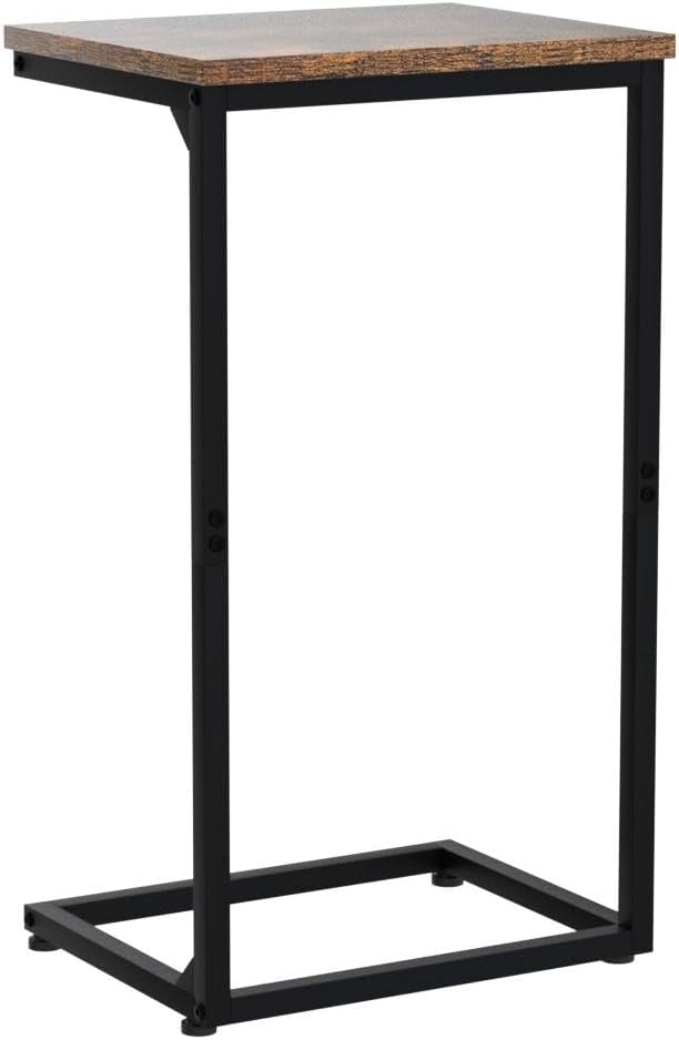 AMHANCIBLE C Shaped End Tables Set of 2, Couch Side Tables that Slide Under Sofa, TV Trays for Living Room, Bedroom, Small Space, Rustic Brown, HET02BBR