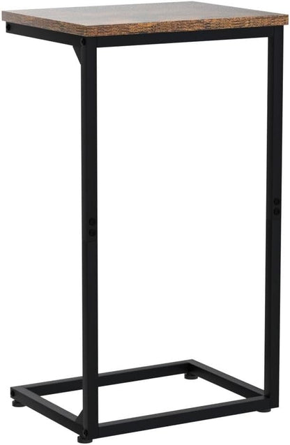 AMHANCIBLE C Shaped End Tables Set of 2, Couch Side Tables that Slide Under Sofa, TV Trays for Living Room, Bedroom, Small Space, Rustic Brown, HET02BBR