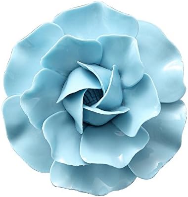 AMERRY 3D Wall Art - Artificial Porcelain Flower Decor for Home & Office (Blue Camellia, 2.76")