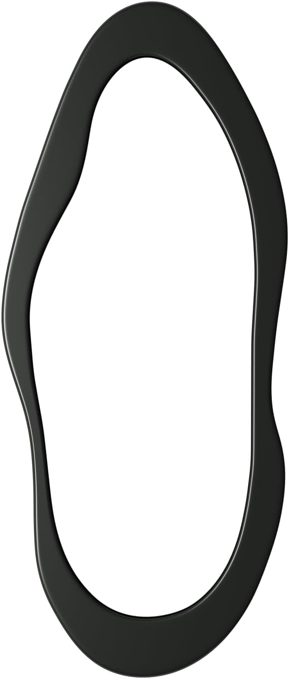 55"x 24" Irregular Wavy Full Length Mirror Black Wooden Framed Full Body Mirror Irregular Wall Mirrors Hanging for Bedroom Living Room Cloakroom
