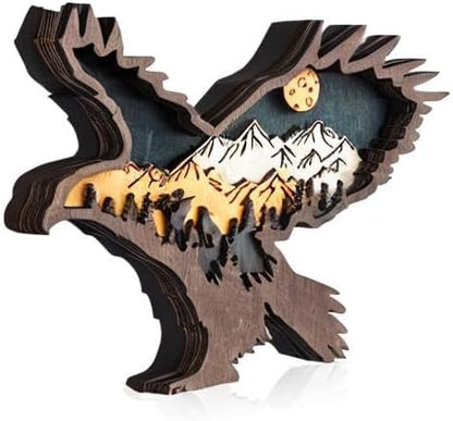 Laozai Wooden Forest Animals Eagle Decor Cabin Rustic Mountain Decor Wall Decorations for Bedroom Living Room Table Decorative