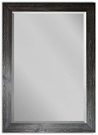 Renditions Gallery Rectangular Vintage Black Wood Framed Body Mirror Verticle Or Horizontal Farmhouse Wall Mounted Vanity Mirror for Living Room Bedroom Home Decor - 41"x29" LT07