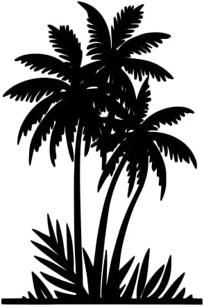 Benziso Metal Palm Tree Wall Art Tropical Plants Wall Decor Beach Theme Wall Sculptures Coastal Wall Hanging for Bathroom Living Room Indoor Outdoor（Black 11.2in x 17in）