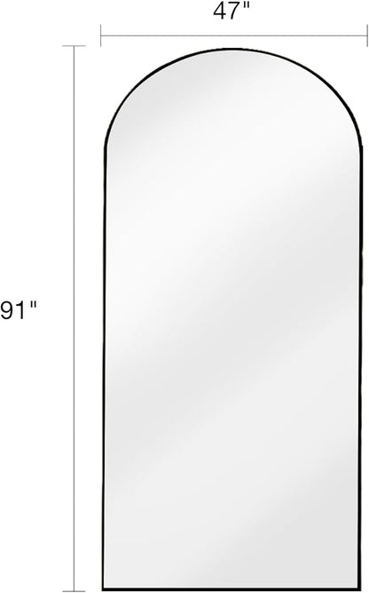 ITSRG Full Length Mirror with Stand, 47"x91" Floor Mirror Freestanding, Arched Mirror, Oversize (Black)