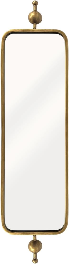Gold Long Mirror for Skinny Entryway Living Room badroom,Full Lenth Thin Retangle Mirror with Round Corner 9" X 36‘