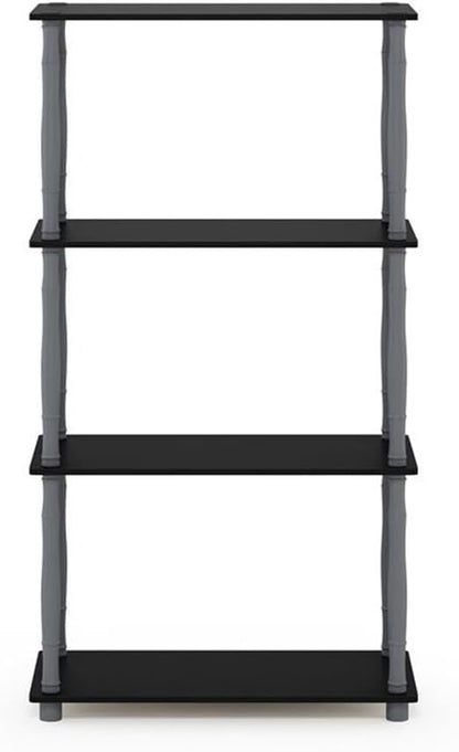 Furinno Turn-N-Tube 4-Tier Multipurpose Shelf Display Rack, Classic Tubes, Black/Grey