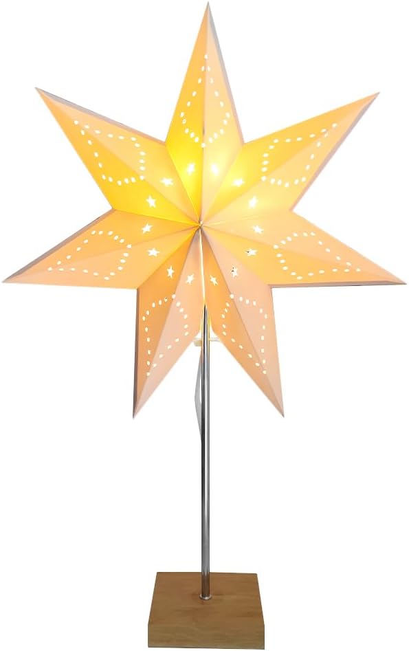 YY YEARCHY Rice Paper Lamp Japanese Table Lamp Standing Lamps with Rice Paper Shade for Bedroom Livingroom (Star)