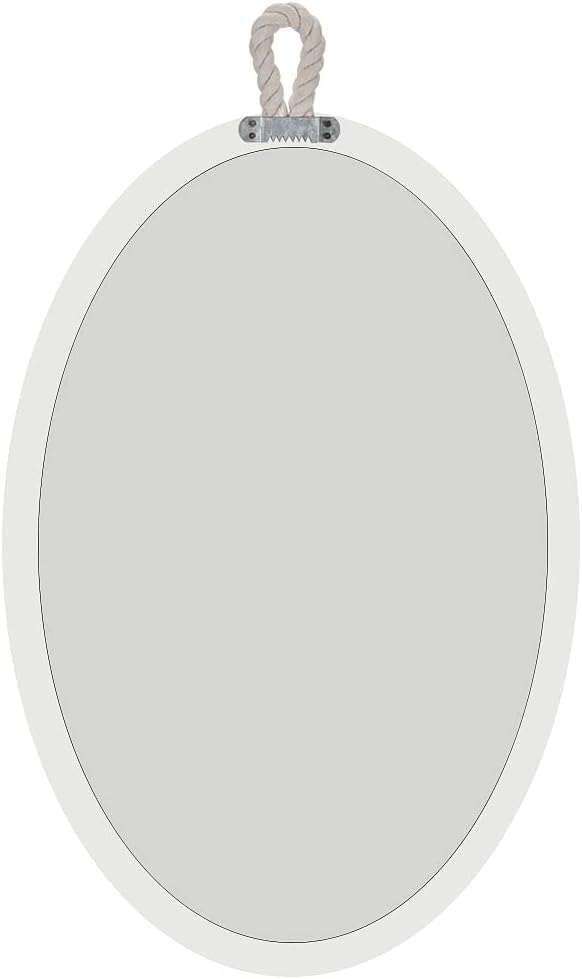 Oval Mirrors for Wall Decor Small White Nautical Rope Mirror Hanging Decorative Beach Coastal Mirror,24''Lx16''W,Oval