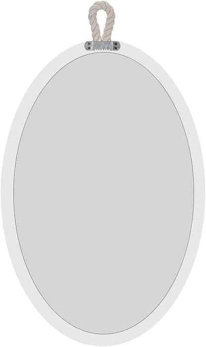 Oval Mirrors for Wall Decor Small White Nautical Rope Mirror Hanging Decorative Beach Coastal Mirror,24''Lx16''W,Oval