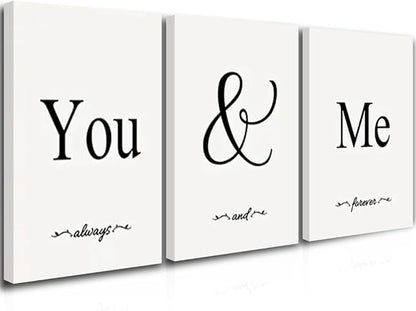GUBIYU Black & White Bedroom 'You And Me' Love Words Art 24"x36" - Aesthetic Wall Art Ideal Gift