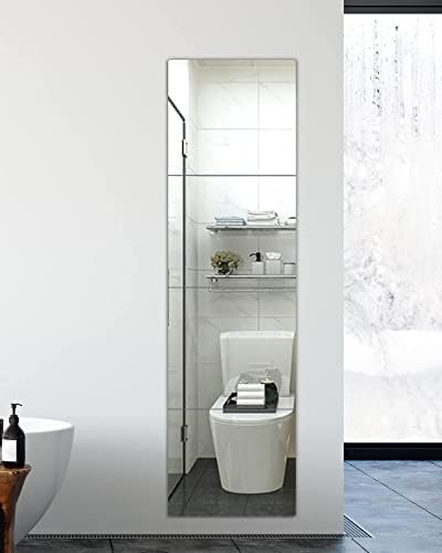 quegau Full Length Wall Mirror Tiles, Made of Shatterproof Plexiglass Acrylic (XL-Large 16"x 16"x 4 Pcs); Non Glass Safety Mirror Great for Baby Kids Playroom, Bedroom, Door, Home Gym