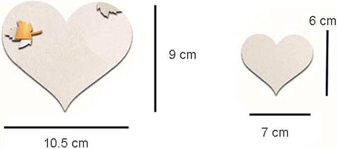 mollensiuer 1 Set Total 10 Pieces Heart Shape Acrylic Mirror Wall Stickers Plate Self Adhesive Mirror Stickers Mirrors for Wall Decor,Wedding Table Centerpiece, Art Wall Decoration (Silver)