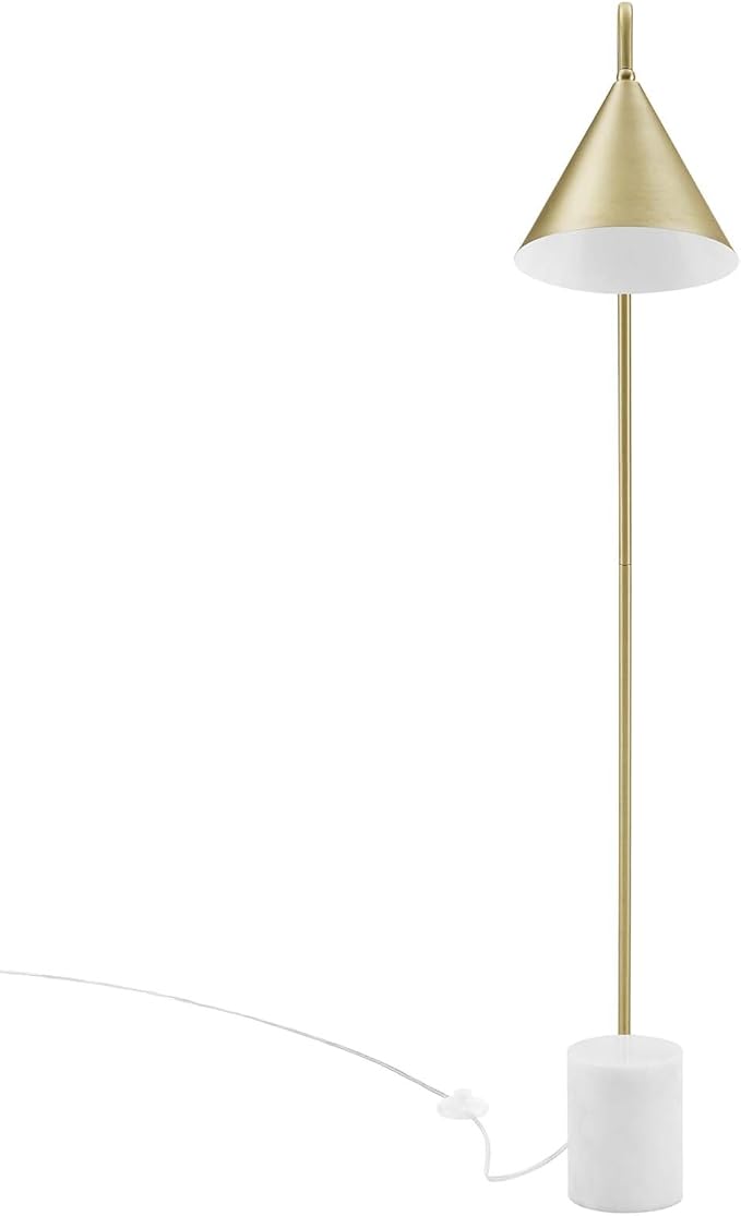 Modway EEI-6531-SBR Ayla Marble Base Floor Lamp, Satin Brass