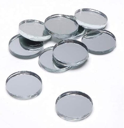 0.5 inch Small Tiny Round Craft Mirrors Bulk 50 Pieces Mirror Mosaic Tiles