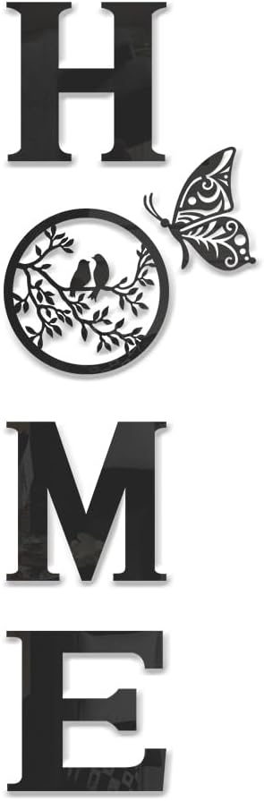 CrazyDeal Home Signs Decor Aesthetic Bird Wall Art Letter Wall decor for Living Room Bedroom Kitchen Farmhouse Wall Hanging Modern Decorations Large (Black Acrylic,49.2 X 15.7 Inch)