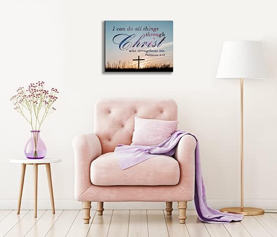 ”I can do all things through christ who strengthens me philippians 4:13. Christian Jesus Canvas Wall Art, Wall Inspirational Quotes Framed Artwork for Church Living Room Bedroom,11"*15"(29x38cm)