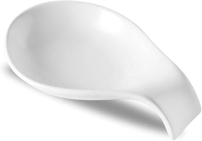 Nihow Ceramic Spoon Rest: 4 Inch Stable Utensil Rest - Heat Resistant Spoon Holder for Kitchen counter/Countertop/Stove Top - Dishwasher Safe - Matte White (1 PC)