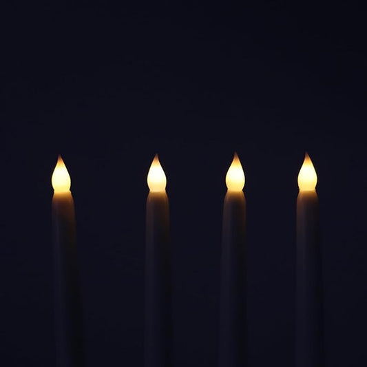 Rhytsing Ivory 10.8" Flameless Taper Candles with Timer, Battery Operated Dinner Long Candles with Remote, Smooth Wax Finish, Warm White LED, 8 Batteries Included - Set of 4
