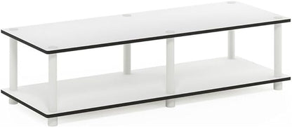 Furinno JUST TV Stand, 2-Tier Wide Entertainment Center with Open Shelf, No Tools TV Console for TV up to 46 Inch with Tubes, for Living Room, Bedroom, White