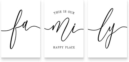 GUBIYU Family Wall Decor Home,Love Art Set of 3 Dining Room Modern Bedroom Decor, Living Signs for Home Office Hanging 12''x16'', Black and White 006