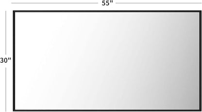 LOAAO 55"X30" Black Rectangle Bathroom Mirror Wall, Matte Black Aluminum Alloy Frame, Tempered Glass, Hangs Vertically or Horizontally, Easy to Install