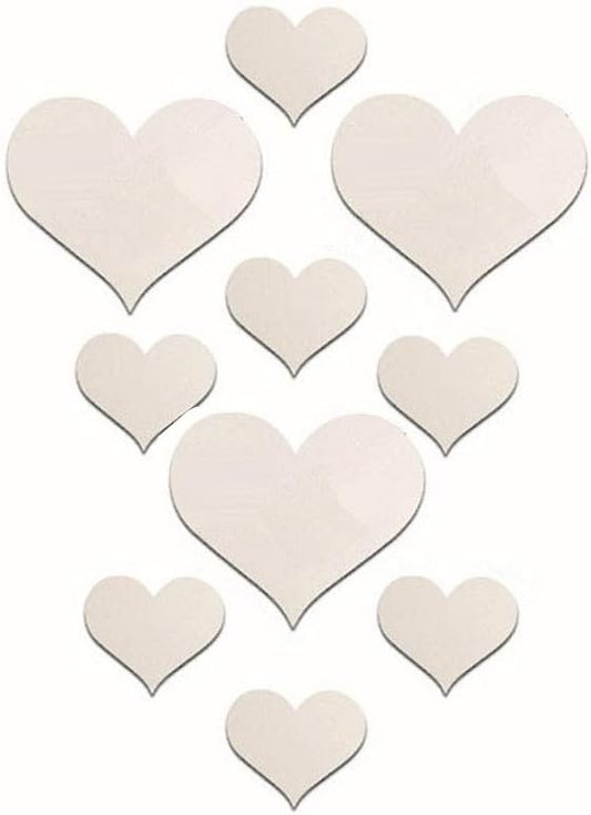 mollensiuer 1 Set Total 10 Pieces Heart Shape Acrylic Mirror Wall Stickers Plate Self Adhesive Mirror Stickers Mirrors for Wall Decor,Wedding Table Centerpiece, Art Wall Decoration (Silver)