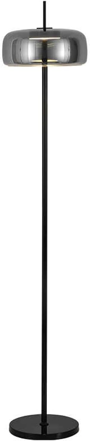 MIXL-Smoky Grey Floor Lamp with Glass Shade,Dimmable Floor Reading Lamp,Mid Century Modern Standing Lamp for Bedroom Living Room and Office