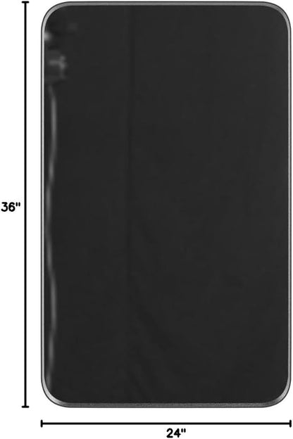 LOAAO Black Metal Framed Bathroom Mirror for Wall, 24X36 Inch Rounded Rectangle Mirror, Matte Black Bathroom Vanity Mirror Farmhouse, Anti-Rust, Hangs Horizontally or Vertically