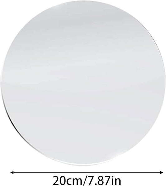 8 inch Glass Round Mirror Circle Wall Mounted for Bathroom, Living Room, Home Decor, Small Round Mirror Plate Trays for Wedding Table Centerpieces