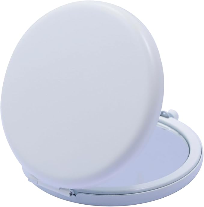 Compact Mirror for Purse, Metal Round Shell, Double-Sided 1X/2X Magnifying, Portable Travel Small Makeup Mirror, Mini Pocket Mirror, White,4 Packs