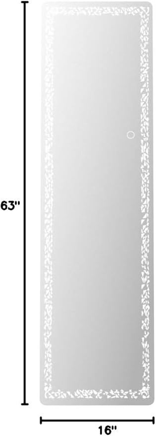 Hasipu 62" x 17" Full Length Mirror with LED Lights, Full Body Mirror with Triangle Pattern Light, LED Free Standing Floor Mirror, Wall Mounted Mirror Dimming & 3 Color Modes (White)