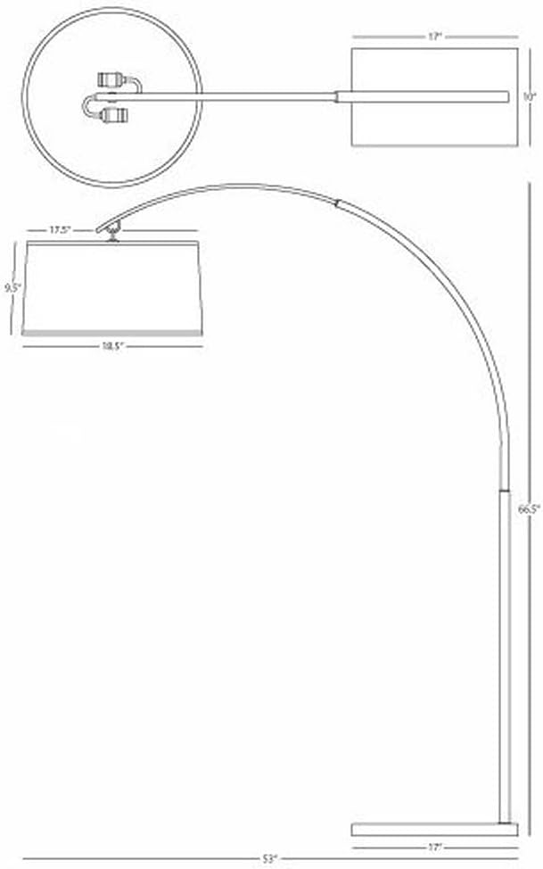 Robert Abbey Lighting Archer 2-Light Floor Lamp 66.375 Inches Tall-Polished Nickel Finish