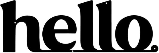 Vineland Metal Wall Art, Large Black Hello Sign Sculpture, 23.6 x 7.6 Inches, Minimalist Design, Indoor&Outdoor Hanging Decor, Matte Finish