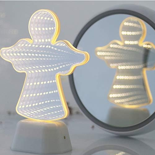 Double-Sided Mirror Tunnel Light, 3D Infinite LED Angel Sign for Children's Room Night Light, Party Home Decor (Angel)