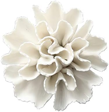 AMERRY Carnation 3.15" Ceramic 3D Wall Art, Handmade Porcelain Flower Wall Decor for Home Office Decor (White)