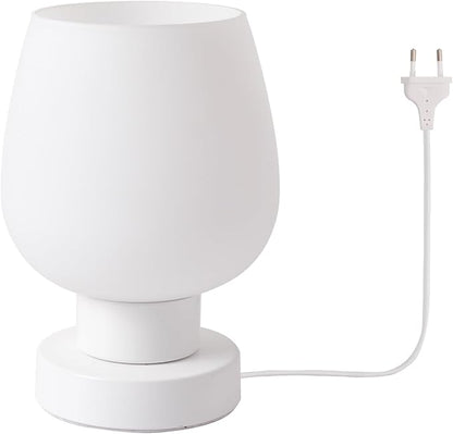 Touch Table Lamp with 3 Way Dimmable for Bedroom Nightlight Living Room, Modern Desk Lamp with LED Bulb, White Opal Glass Lamp Shade, Metal Base