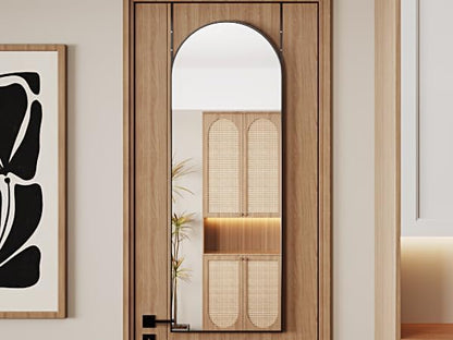 Protylctaster Over The Door Mirror Full Length Mirrors Door Hanging,19"x51"Door Mirror Full Length,Mirrors Wall Mounted(Black)