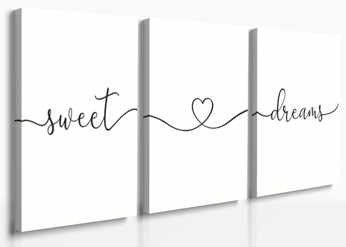 GUBIYU Sweet Dreams Wall Art Above Bed - Master Bedroom Decor Large Art - Clean Girl Room Decor Sign - Farmhouse Guest Room Pictures - 20"x28"