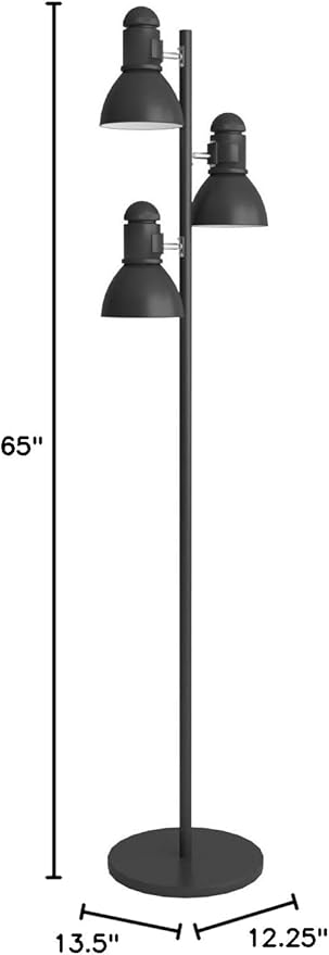 Boston Harbor TL-TREE-134-BK-3L 3-Light Adjustable Tree Lamp, 60 W, A19, Black
