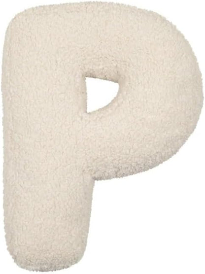 Letter Pillow English Letter Plush Pillow Cozy Lambswool Initial Throw Pillow Alphabets Letter Decorative Cushion Comforting Huggable Stuffed Cushion for Bedroom Sofa（15.7 * 13.8 * 3.9 in）