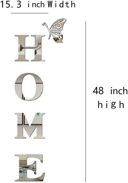 Home Wall Decor Letter Signs Acrylic Mirror Wall Stickers Decorations for Living Room Bedroom Home Decor Wall Decals (Silver, 47.2 X 15.3IN)