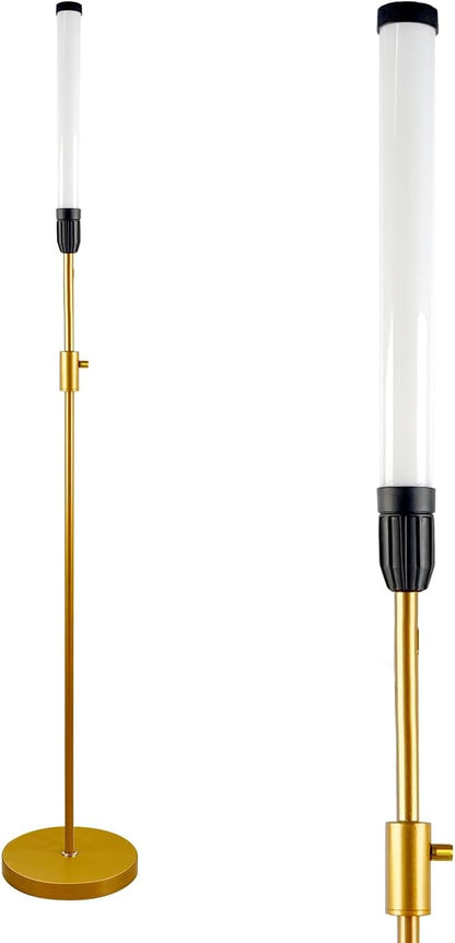 Lightdot 68IN LED Floor Lamp for Living Room, Stepless Dimmable(10-100% Brightness) Modern Standing Tall Lamps with Milky White Cylindrical LampHead,Mid Century Industrial Floor Lamps for Bedroom-Gold