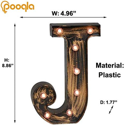 Pooqla Vintage Light Up Marquee Letters with Lights – Illuminated Industrial Style Lighted Alphabet Letter Signs - Coffee Bar Apartment Bedroom Wall Home Initials Decor A-Z