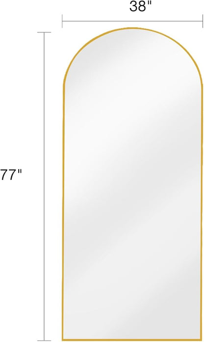 ITSRG Full Length Mirror with Stand, 38"x77" Floor Mirror Freestanding, Arched Wall Mirror, Oversized Mirror Full Length, Gold Arch Mirror Full Length, Wall Mounted Mirror for Bedroom(Gold)