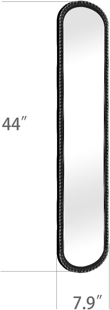 Long Narrow Decorative Wall Mirror, Skinny Oval Mirror for Entryway Living Room Bath Decor,Metal Frame with Beaded Decor Mirrors,7.9X 44 3-Pack