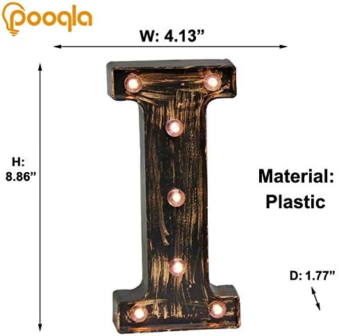Pooqla Vintage Light Up Marquee Letters with Lights – Illuminated Industrial Style Lighted Alphabet Letter Signs - Coffee Bar Apartment Bedroom Wall Home Initials Decor A-Z