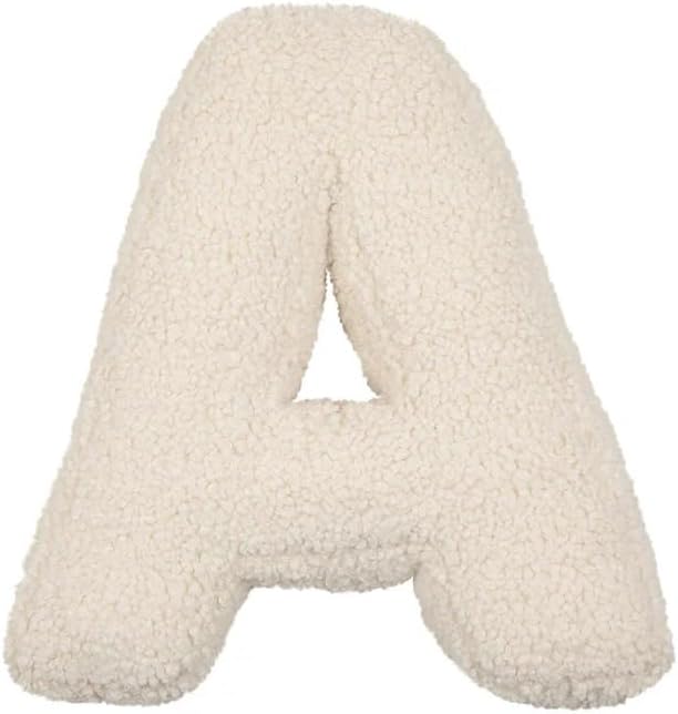 Letter Pillow English Letter Plush Pillows Cozy Lambswool Initial Throw Pillows Alphabets Letter Decorative Cushion Comforting Huggable Stuffed Cushion for Bedroom Sofa（15.7 * 13.8 * 3.9 in）