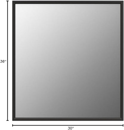 LOAAO 30"X36" Black Rectangle Bathroom Mirror Wall, Matte Black Aluminum Alloy Frame, Tempered Glass, Hangs Vertically or Horizontally, Easy to Install