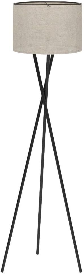 Kira Home Sadie 60" Modern Tripod Floor Lamp with Honey Beige Linen Drum Shade, Mid Century Cross-Leg Standing Light with 9W LED Bulb, Oil Rubbed Bronze Finish