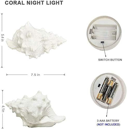 GREENIC Portable Conch Shell Beach Themed Night Light w Timer for Kids Adults Bedroom Nightstand Lamp Nautical Lighting Battery Operated, Warm White